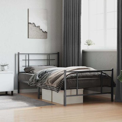 vidaXL Metal Bed Frame without Mattress with Footboard With headboard & footboard Black
