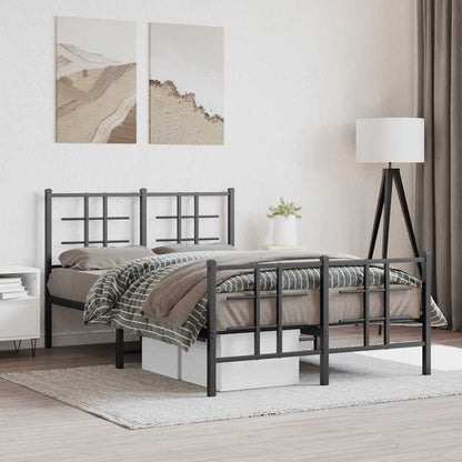 vidaXL Metal Bed Frame without Mattress with Footboard With headboard & footboard Black