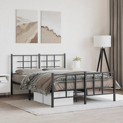 vidaXL Metal Bed Frame without Mattress with Footboard With headboard & footboard Black