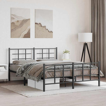 vidaXL Metal Bed Frame without Mattress with Footboard With headboard & footboard Black