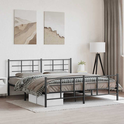 vidaXL Metal Bed Frame without Mattress with Footboard With headboard & footboard Black