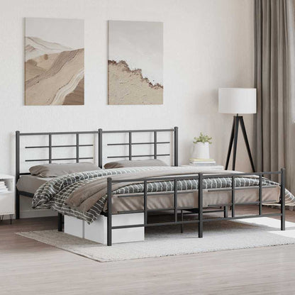 vidaXL Metal Bed Frame without Mattress with Footboard With headboard & footboard Black