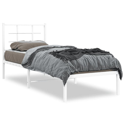 vidaXL Metal Bed Frame without Mattress with Headboard White 80x200cm 2