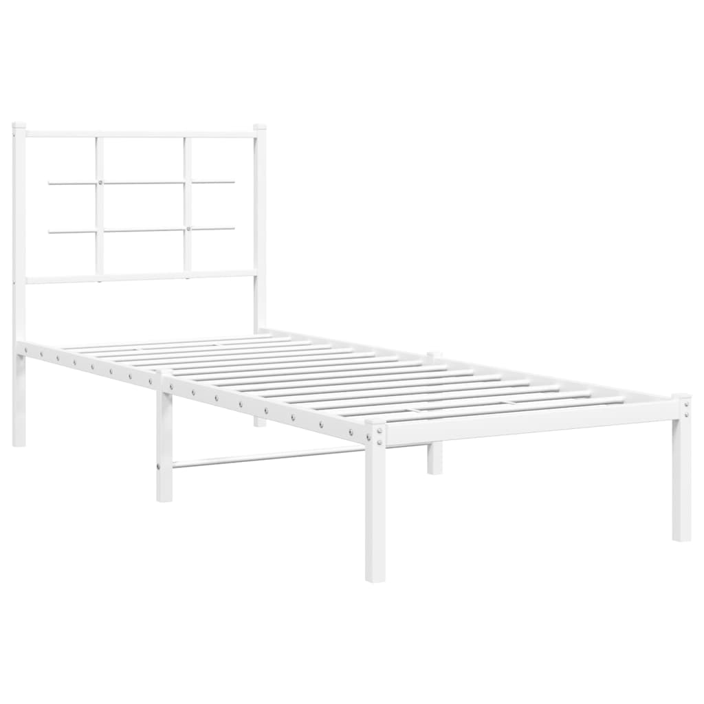vidaXL Metal Bed Frame without Mattress with Headboard White 80x200cm 3