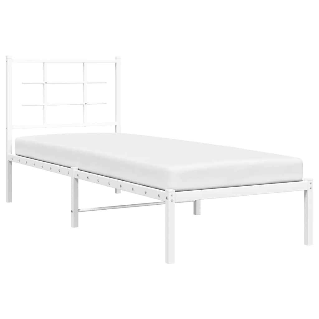 vidaXL Metal Bed Frame without Mattress with Headboard White 80x200cm 4