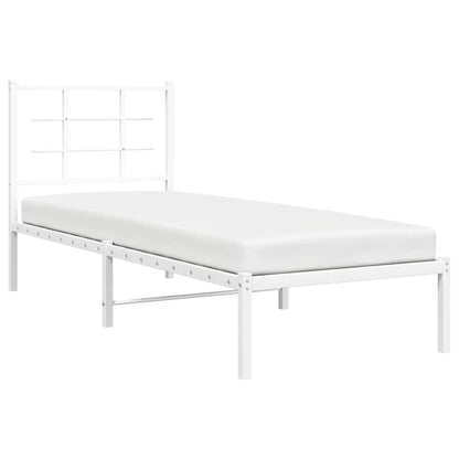 vidaXL Metal Bed Frame without Mattress with Headboard White 80x200cm 4