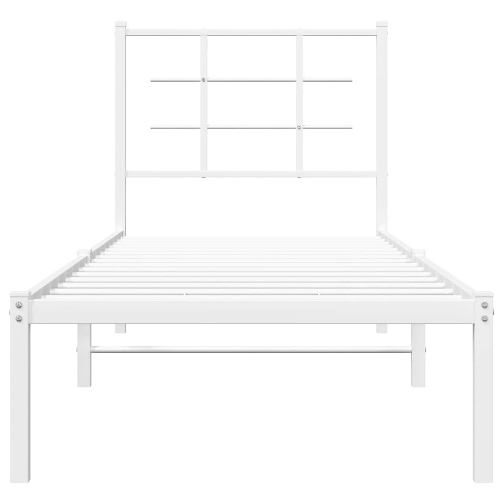 vidaXL Metal Bed Frame without Mattress with Headboard White 80x200cm 5