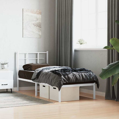 vidaXL Metal Bed Frame without Mattress with Headboard White 80x200cm 1