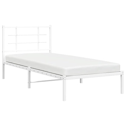 vidaXL Metal Bed Frame without Mattress with Headboard White 90x200cm 4