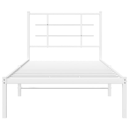 vidaXL Metal Bed Frame without Mattress with Headboard White 90x200cm 5