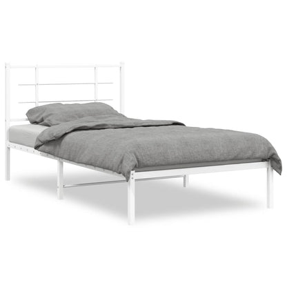 vidaXL Metal Bed Frame without Mattress with Headboard White 100x190cm 2