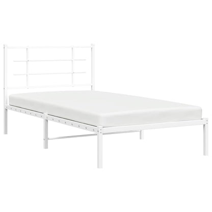 vidaXL Metal Bed Frame without Mattress with Headboard White 100x190cm 4