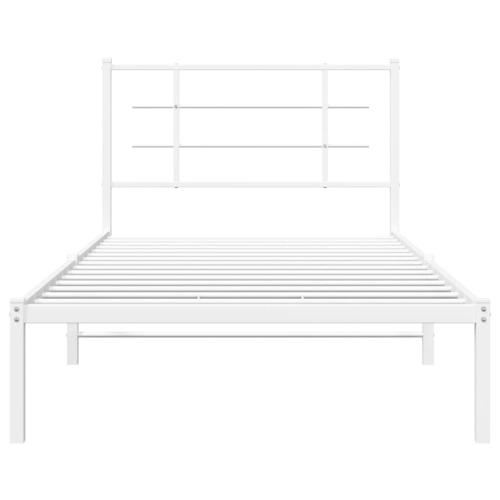 vidaXL Metal Bed Frame without Mattress with Headboard White 100x190cm 5
