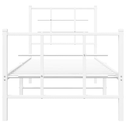 vidaXL Metal Bed Frame without Mattress with Footboard White 75x190cm 5