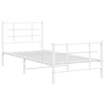 vidaXL Metal Bed Frame without Mattress with Footboard White 90x190cm 3