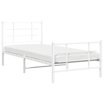 vidaXL Metal Bed Frame without Mattress with Footboard White 90x190cm 4