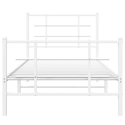 vidaXL Metal Bed Frame without Mattress with Footboard White 90x190cm 5