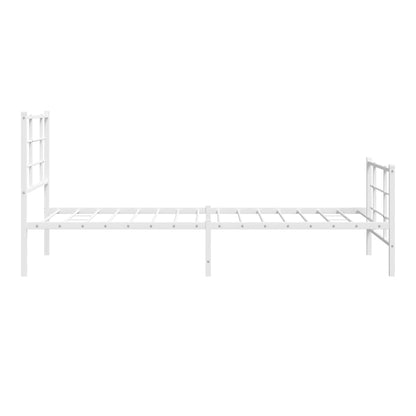 vidaXL Metal Bed Frame without Mattress with Footboard White 90x190cm 6