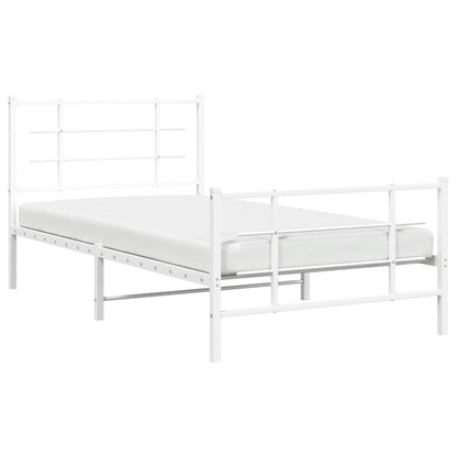 vidaXL Metal Bed Frame without Mattress with Footboard White 100x200cm 4
