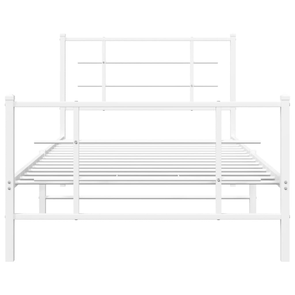 vidaXL Metal Bed Frame without Mattress with Footboard White 100x200cm 5