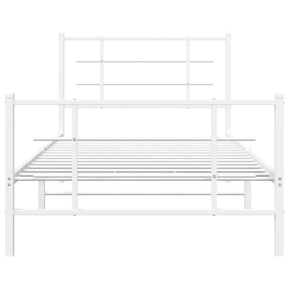 vidaXL Metal Bed Frame without Mattress with Footboard White 100x200cm 5