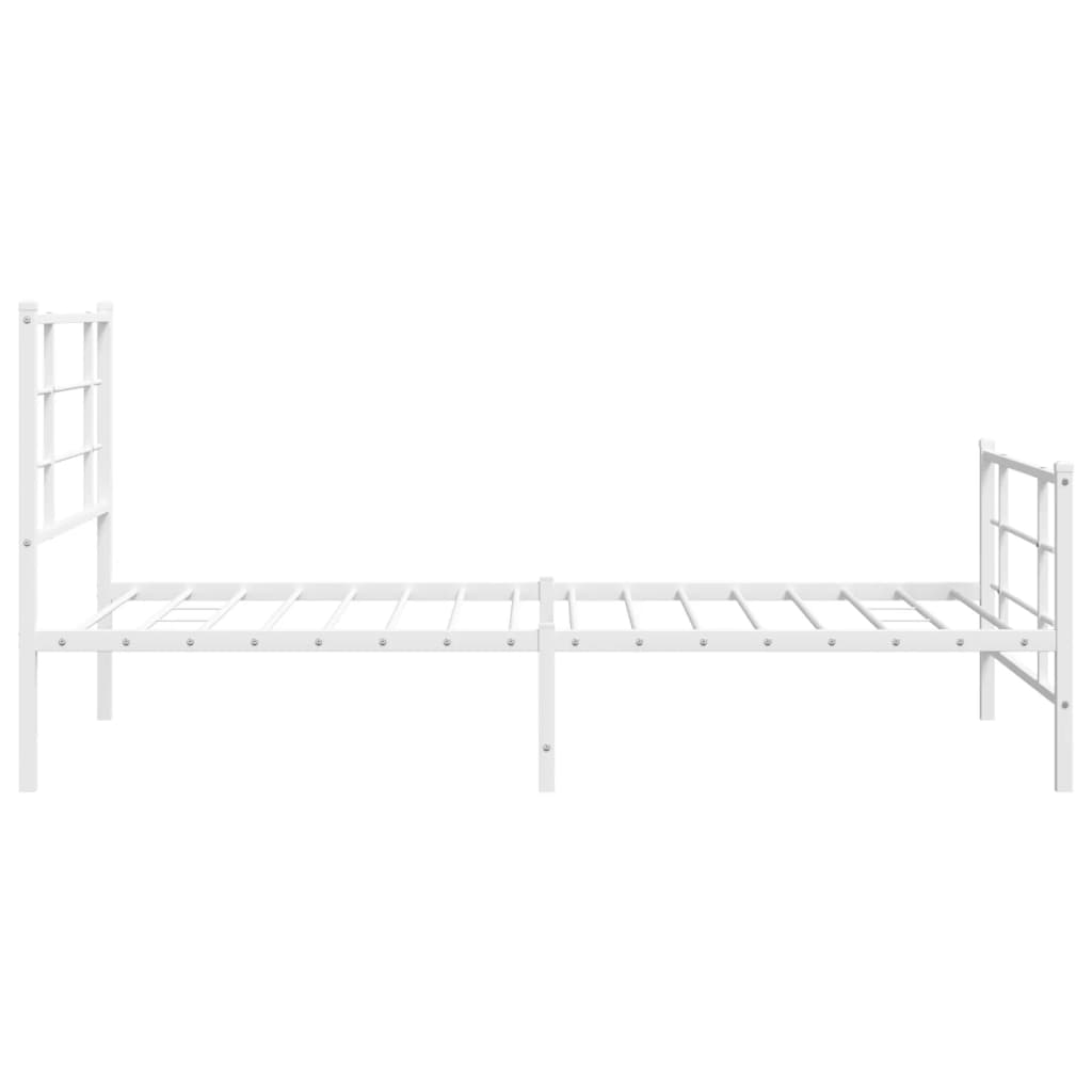 vidaXL Metal Bed Frame without Mattress with Footboard White 100x200cm 6