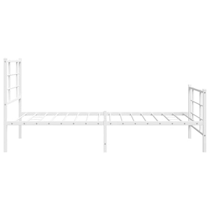 vidaXL Metal Bed Frame without Mattress with Footboard White 100x200cm 6