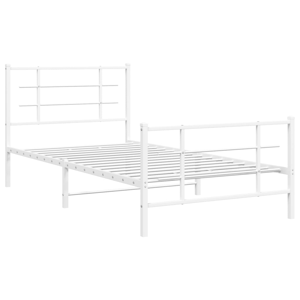 vidaXL Metal Bed Frame without Mattress with Footboard White 107x203cm 3
