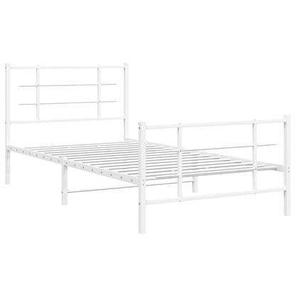 vidaXL Metal Bed Frame without Mattress with Footboard White 107x203cm 3