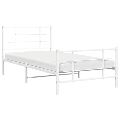 vidaXL Metal Bed Frame without Mattress with Footboard White 107x203cm 4