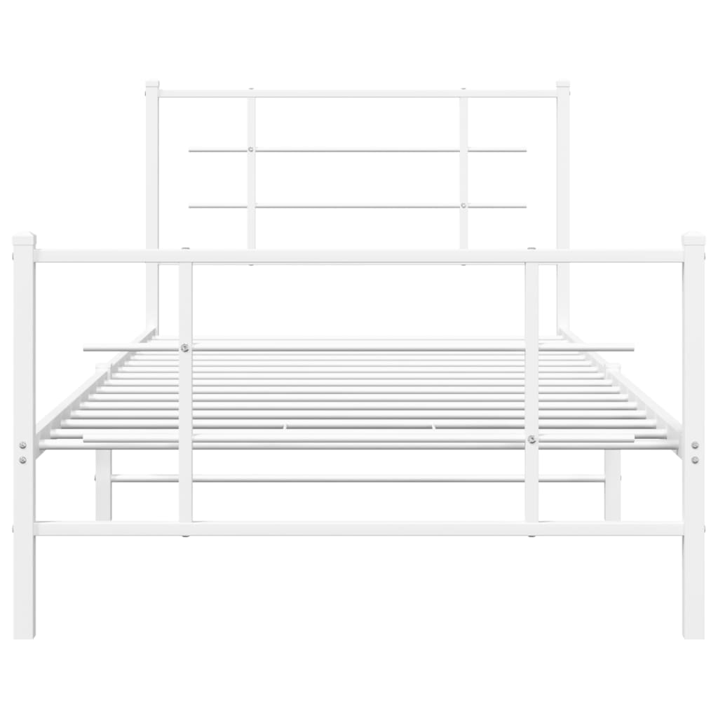 vidaXL Metal Bed Frame without Mattress with Footboard White 107x203cm 5