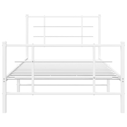 vidaXL Metal Bed Frame without Mattress with Footboard White 107x203cm 5
