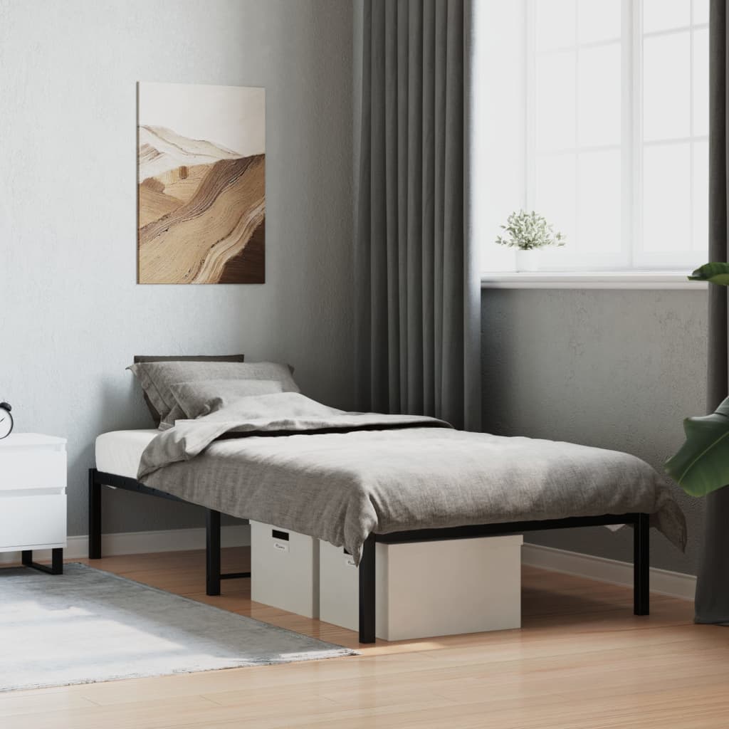 vidaXL Metal Bed Frame without Mattress Black 90x190cm 1