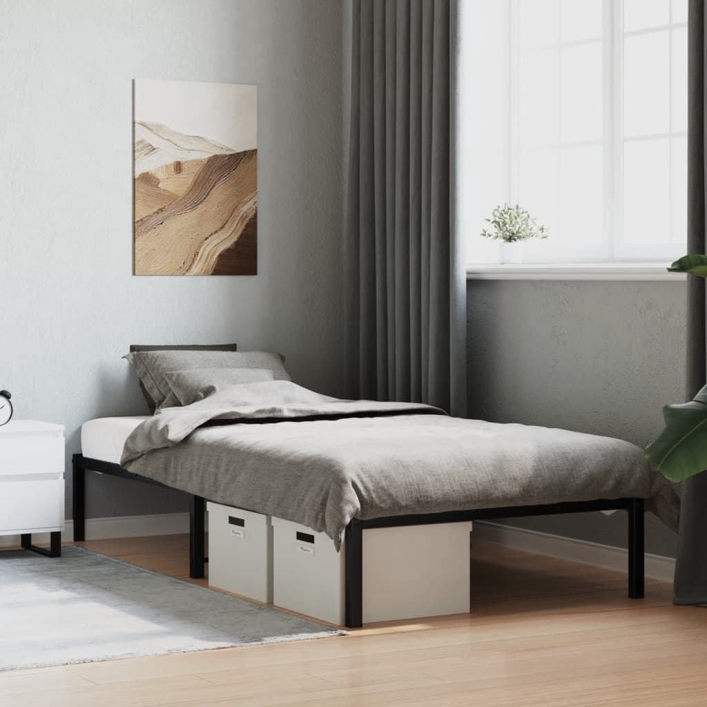 vidaXL Metal Bed Frame without Mattress Black 100x200cm 1