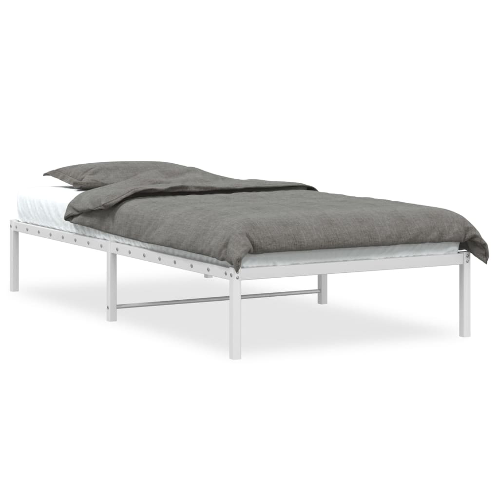 vidaXL Metal Bed Frame without Mattress White 100x190cm 2