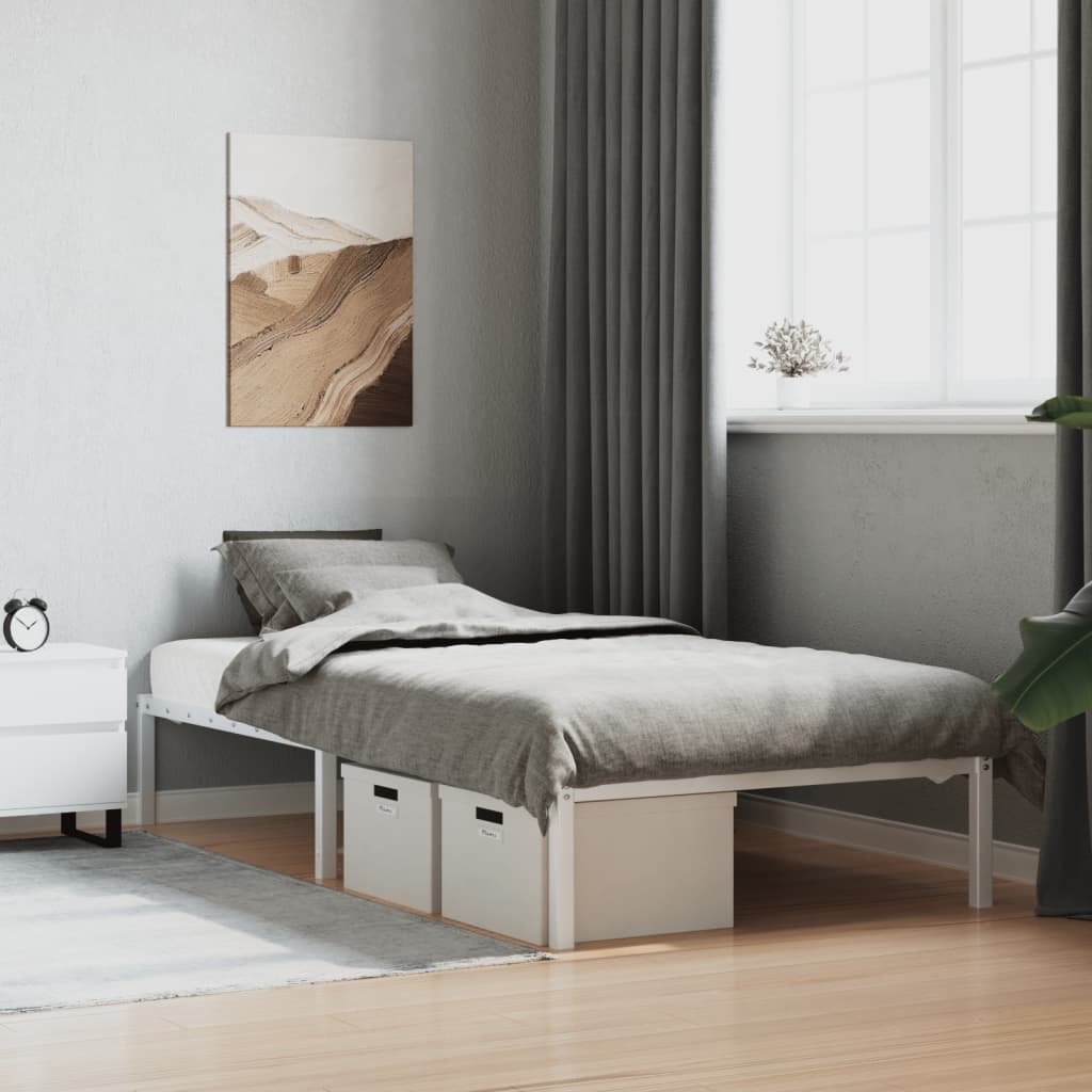 vidaXL Metal Bed Frame without Mattress White 100x190cm 1