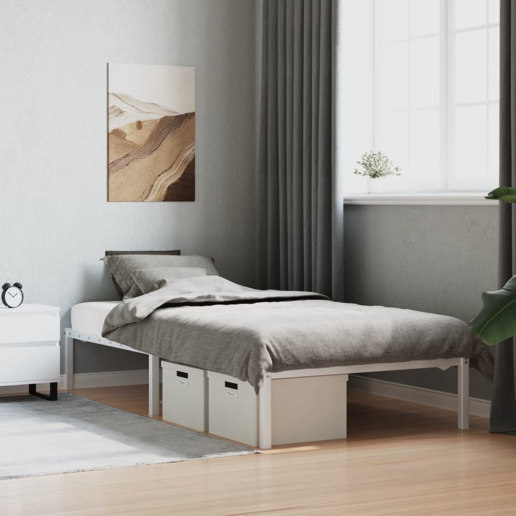 vidaXL Metal Bed Frame without Mattress White 107x203cm 1