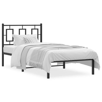 vidaXL Metal Bed Frame without Mattress with Headboard Black 90x190cm 2