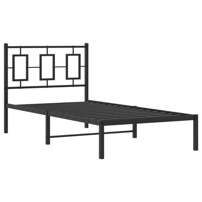 vidaXL Metal Bed Frame without Mattress with Headboard Black 90x190cm 3