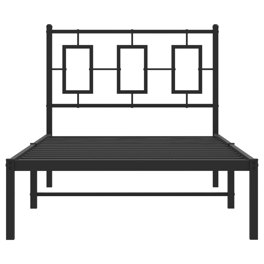 vidaXL Metal Bed Frame without Mattress with Headboard Black 90x190cm 5
