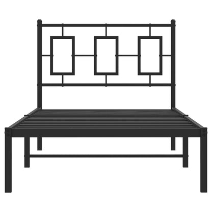vidaXL Metal Bed Frame without Mattress with Headboard Black 90x190cm 5