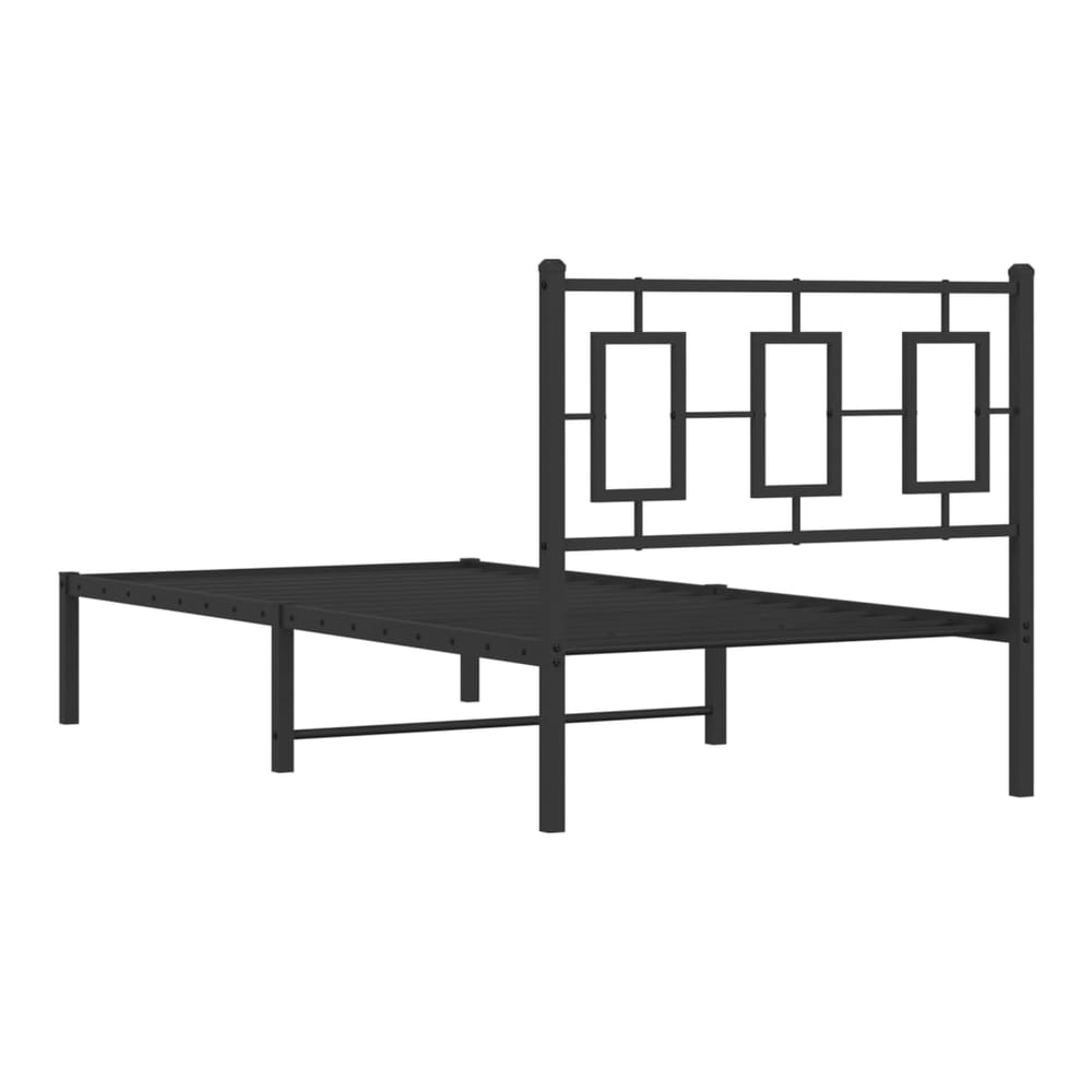 Metal Bed Frame without Mattress with Headboard Black 90 cm 190 cm
