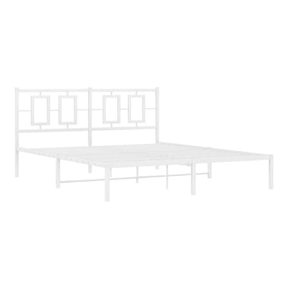 Metal Bed Frame without Mattress with Headboard White 150 cm 200 cm