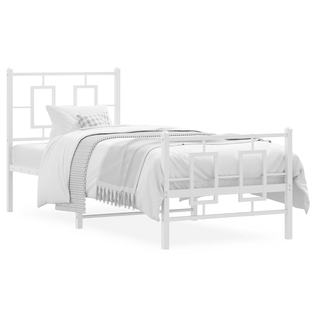 vidaXL Metal Bed Frame without Mattress with Footboard White 80x200cm 2