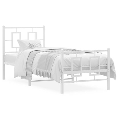 vidaXL Metal Bed Frame without Mattress with Footboard White 80x200cm 2