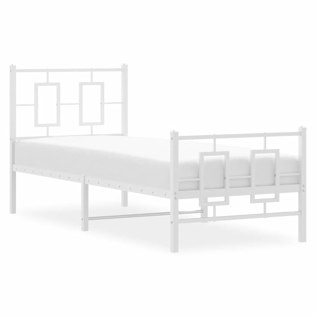 vidaXL Metal Bed Frame without Mattress with Footboard White 80x200cm 4