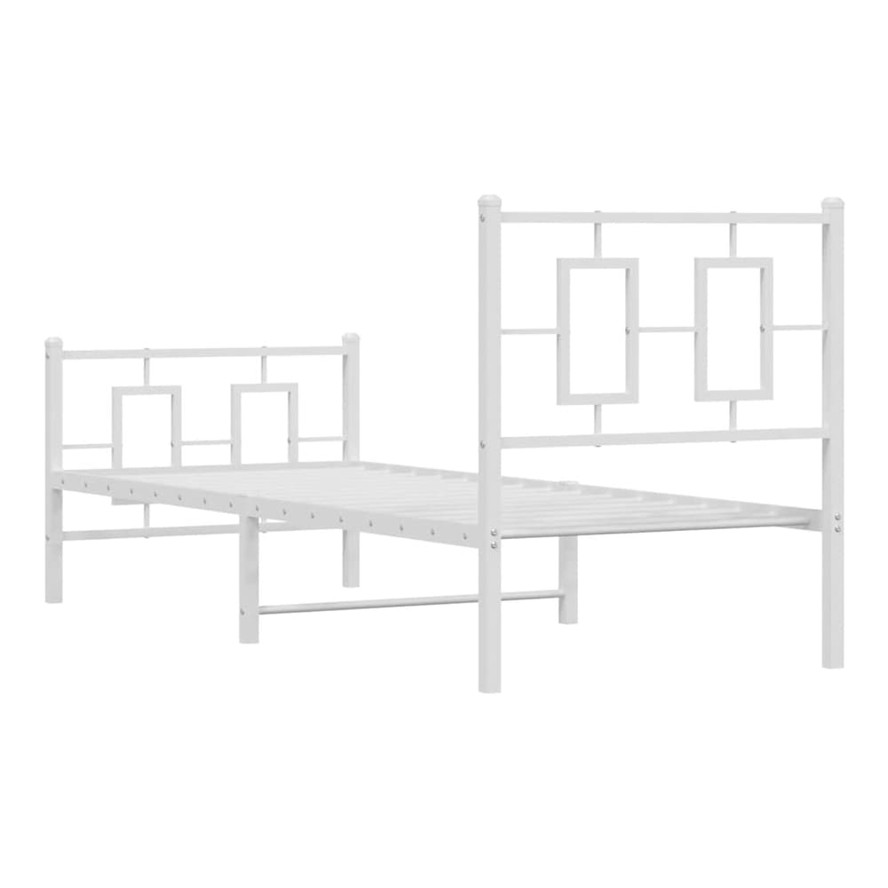 Metal Bed Frame without Mattress with Footboard with Headboard & Footboard White 80 cm 200 cm