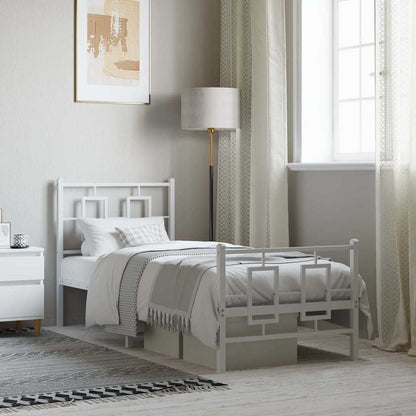 vidaXL Metal Bed Frame without Mattress with Footboard White 80x200cm 1