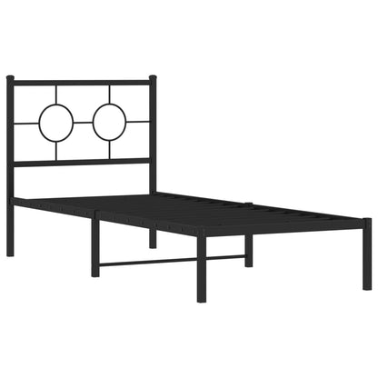 vidaXL Metal Bed Frame without Mattress with Headboard Black 80x200cm 3