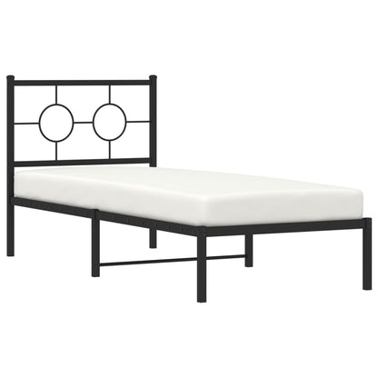 vidaXL Metal Bed Frame without Mattress with Headboard Black 80x200cm 4